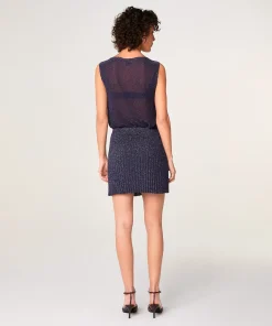 Best Rodier Jupe courte en maille lurex bleu marine