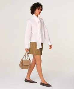 Rodier Jupe courte en maille lurex marron moka