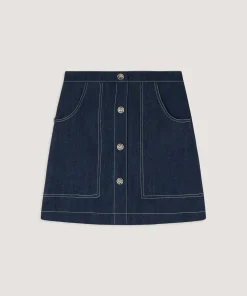 Rodier Jupe courte jean bleu denim