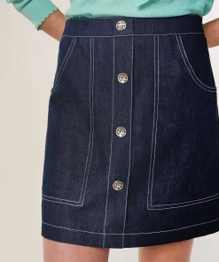 Rodier Jupe courte jean bleu denim