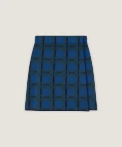 Sale Rodier Jupe droite à carreaux en maille bleu