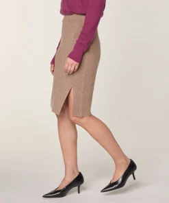 Best Rodier Jupe droite en laine et cachemire marron camel