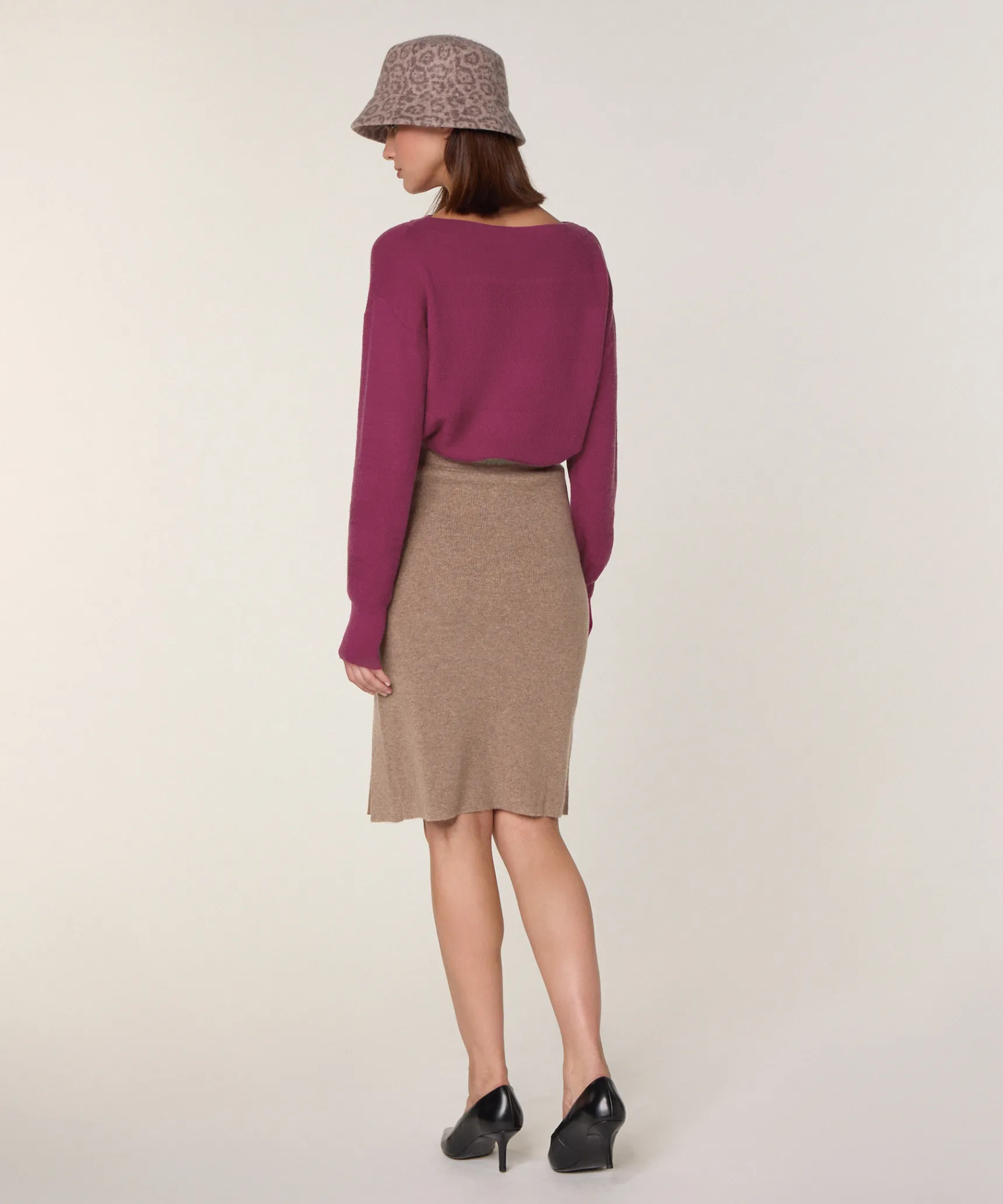 Best Rodier Jupe droite en laine et cachemire marron camel