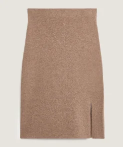Best Rodier Jupe droite en laine et cachemire marron camel