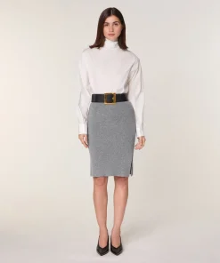 Online Rodier Jupe droite en laine et cachemire gris