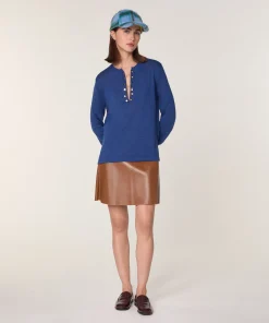 New Rodier Jupe en cuir marron camel
