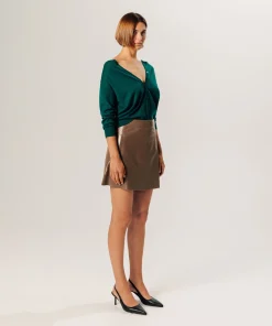 New Rodier Jupe en cuir marron camel