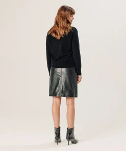 Best Rodier Jupe en cuir noire