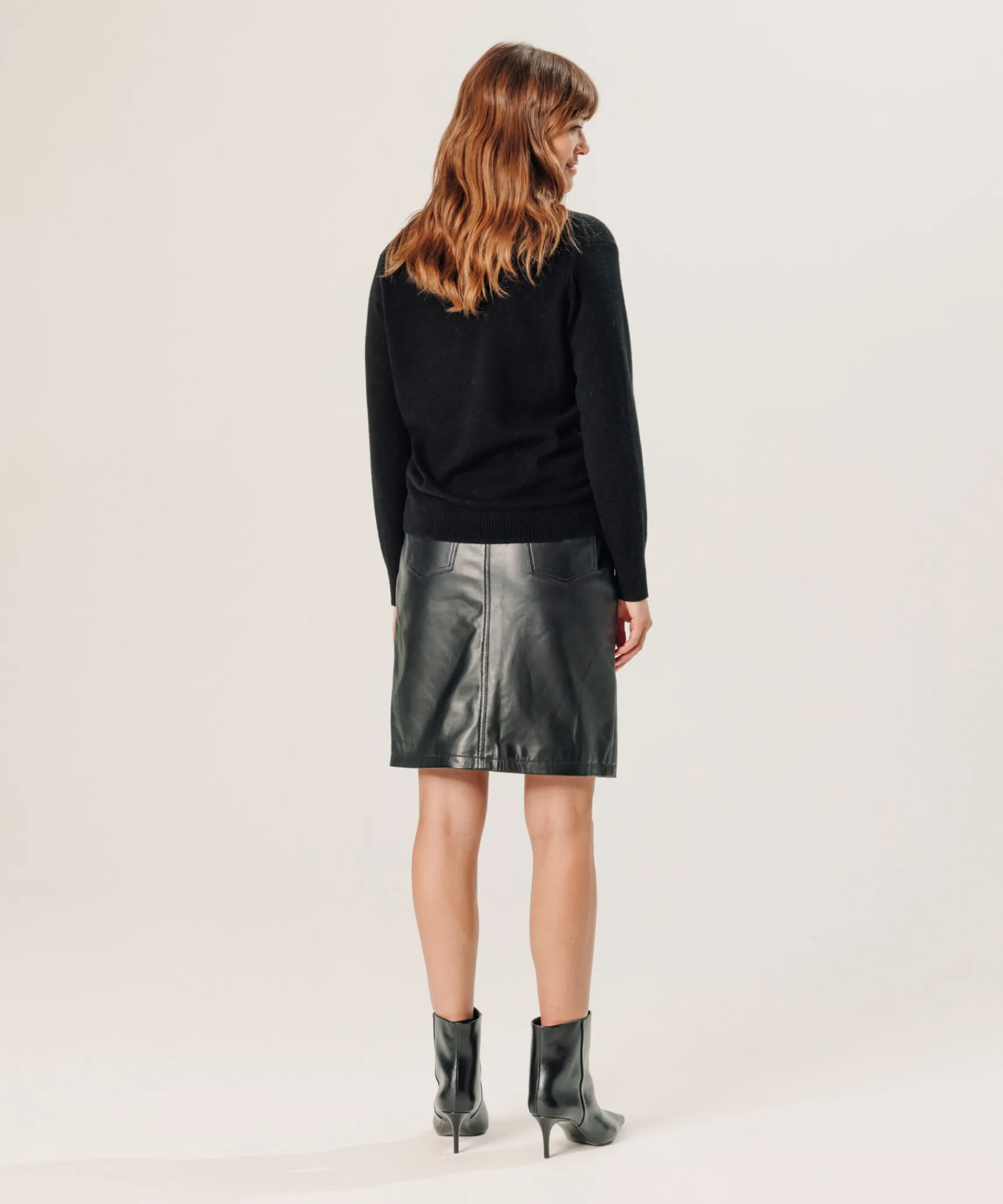 Best Rodier Jupe en cuir noire