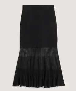 Online Rodier Jupe longue bi-matière noir
