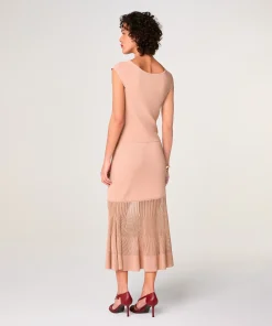 Sale Rodier Jupe longue bi-matière rose poudré