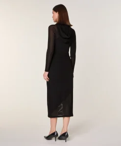 Rodier Jupe longue bi-matière en laine noir