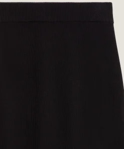 Rodier Jupe longue bi-matière en laine noir
