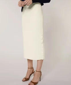 Hot Rodier Jupe longue en maille blanc écru
