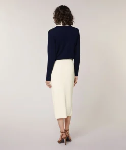 Hot Rodier Jupe longue en maille blanc écru