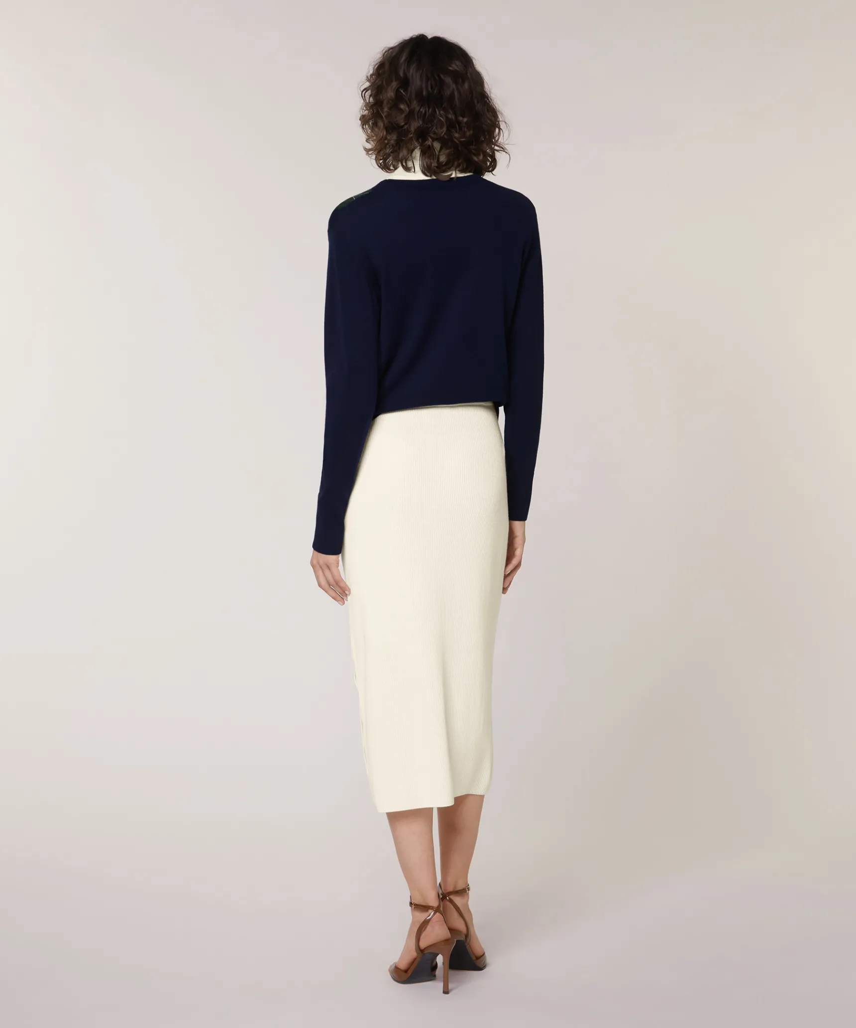 Hot Rodier Jupe longue en maille blanc écru