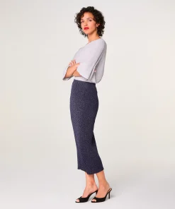 Clearance Rodier Jupe longue en maille lurex bleu marine