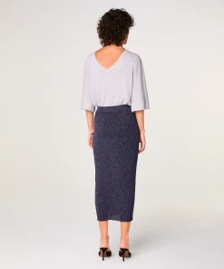 Clearance Rodier Jupe longue en maille lurex bleu marine