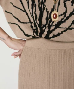 Online Rodier Jupe plissée en maille marron moka