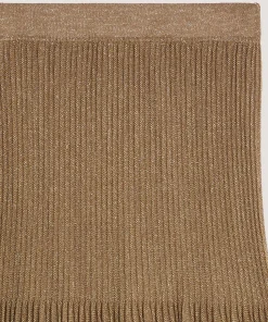 Rodier Jupe plissée longue en maille lurex marron moka