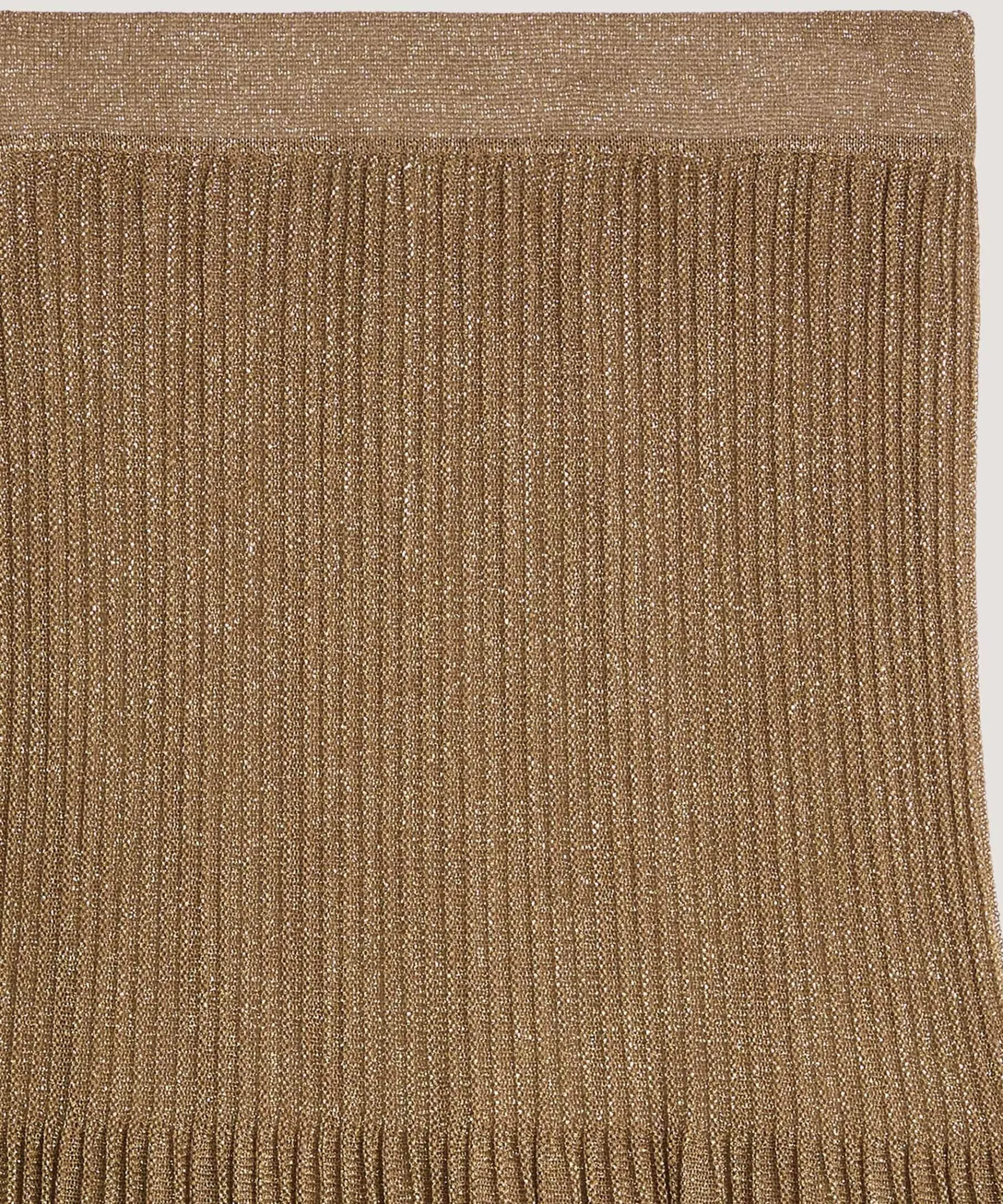 Rodier Jupe plissée longue en maille lurex marron moka