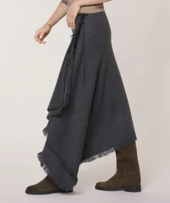 Outlet Rodier Jupe portefeuille en maille gris foncé