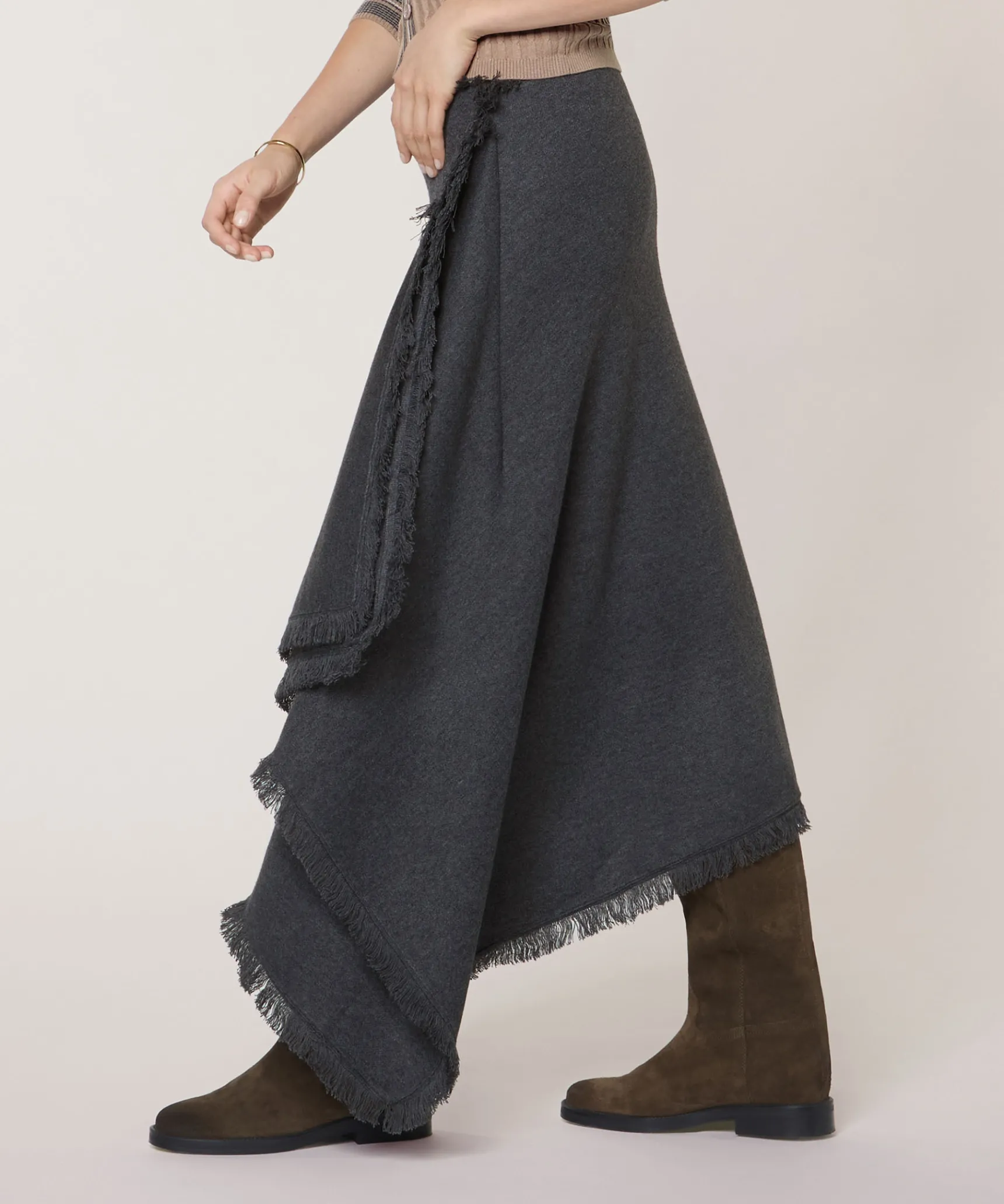 Outlet Rodier Jupe portefeuille en maille gris foncé