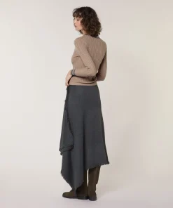 Outlet Rodier Jupe portefeuille en maille gris foncé
