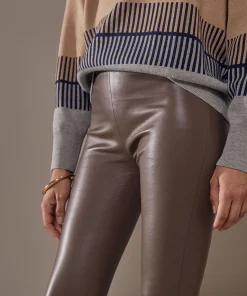 Outlet Rodier Legging en cuir stretch taupe