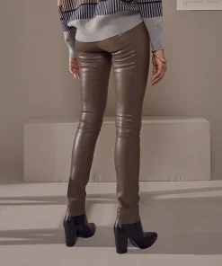 Outlet Rodier Legging en cuir stretch taupe