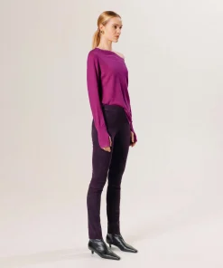 Outlet Rodier Legging en peau d'agneau stretch violet foncé