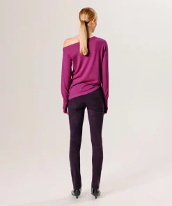 Outlet Rodier Legging en peau d'agneau stretch violet foncé