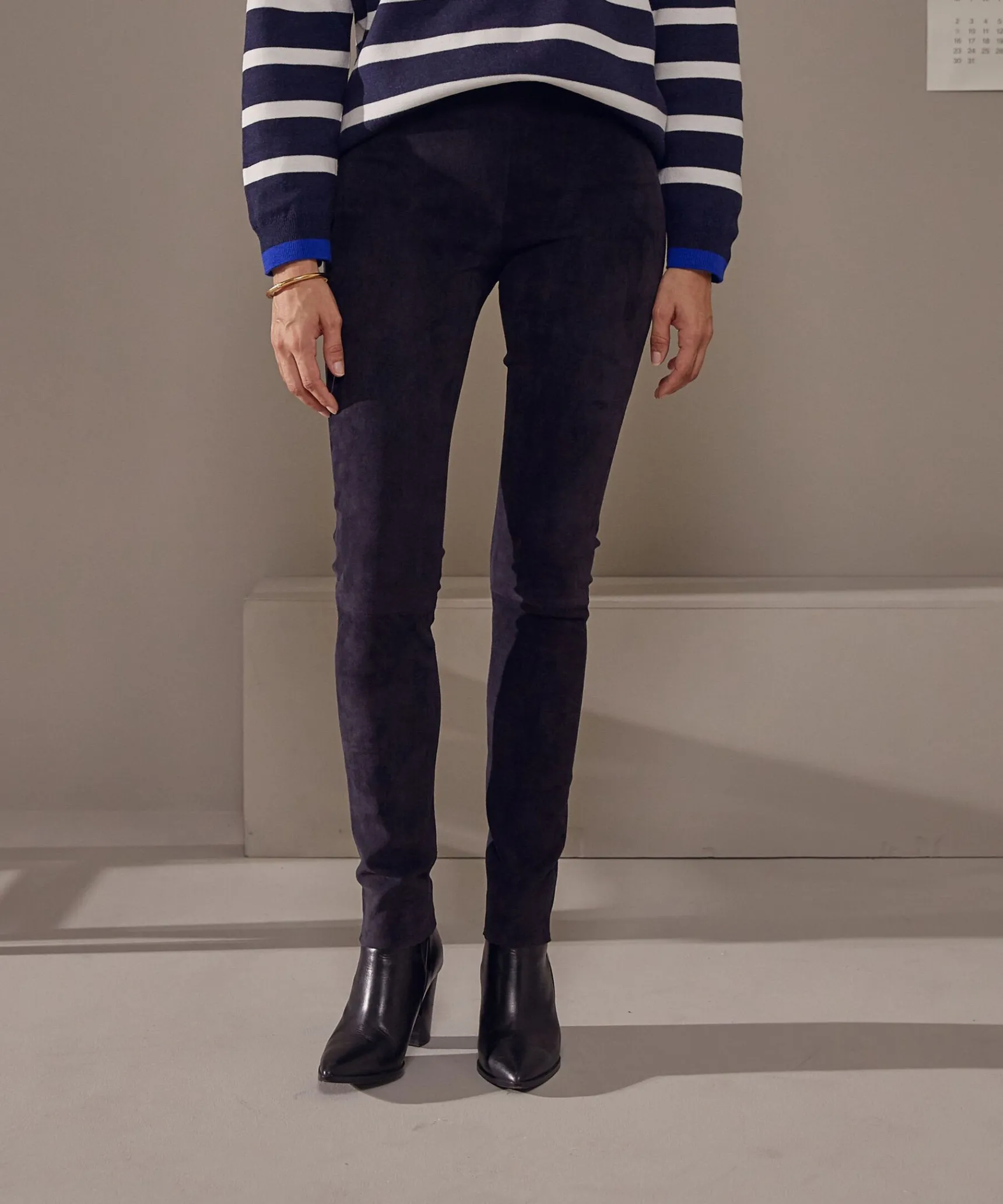 Best Rodier Legging en peau d'agneau stretch bleu marine