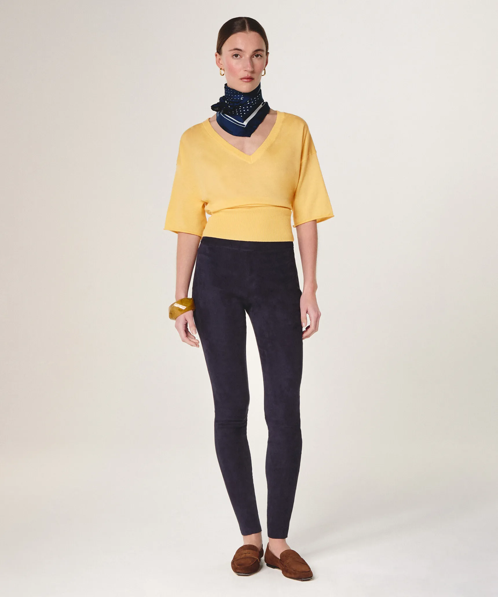 Online Rodier Legging en peau d'agneau stretch bleu marine