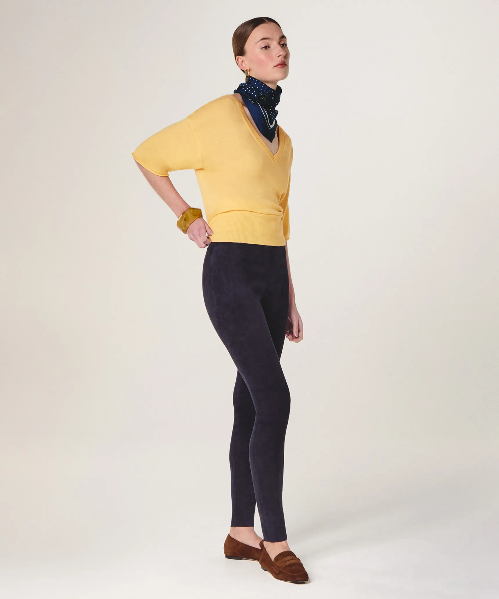Online Rodier Legging en peau d'agneau stretch bleu marine