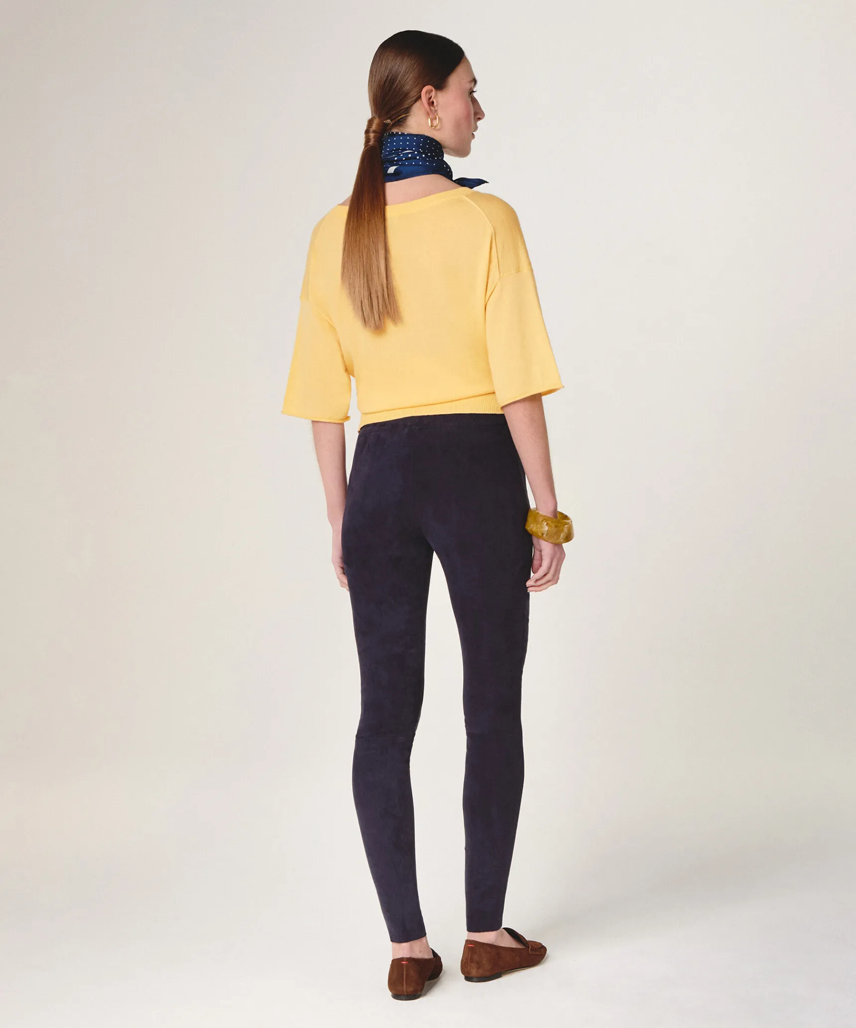 Online Rodier Legging en peau d'agneau stretch bleu marine