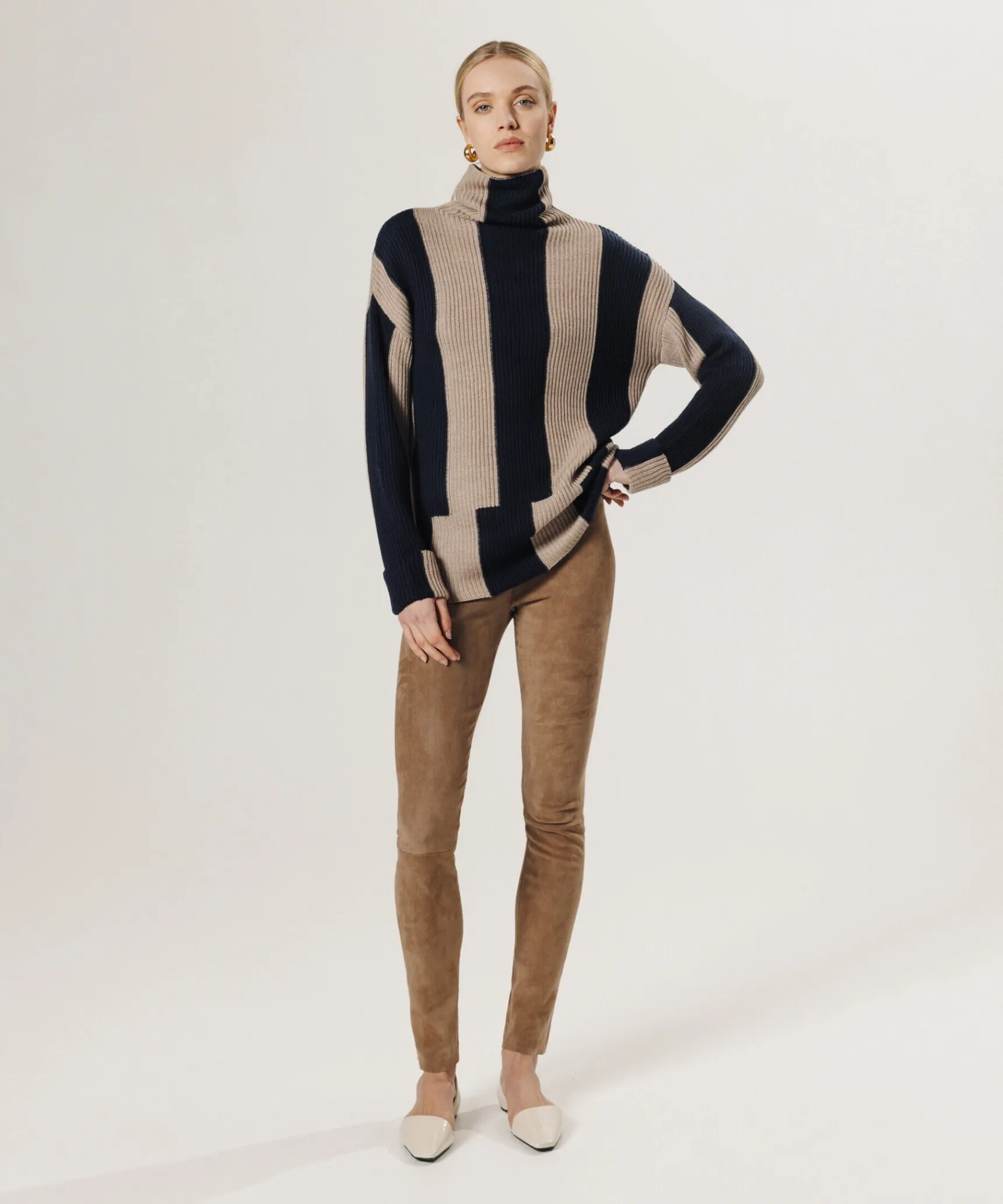 Hot Rodier Legging en peau d'agneau stretch taupe