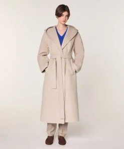 Outlet Rodier Manteau à capuche en laine beige chiné