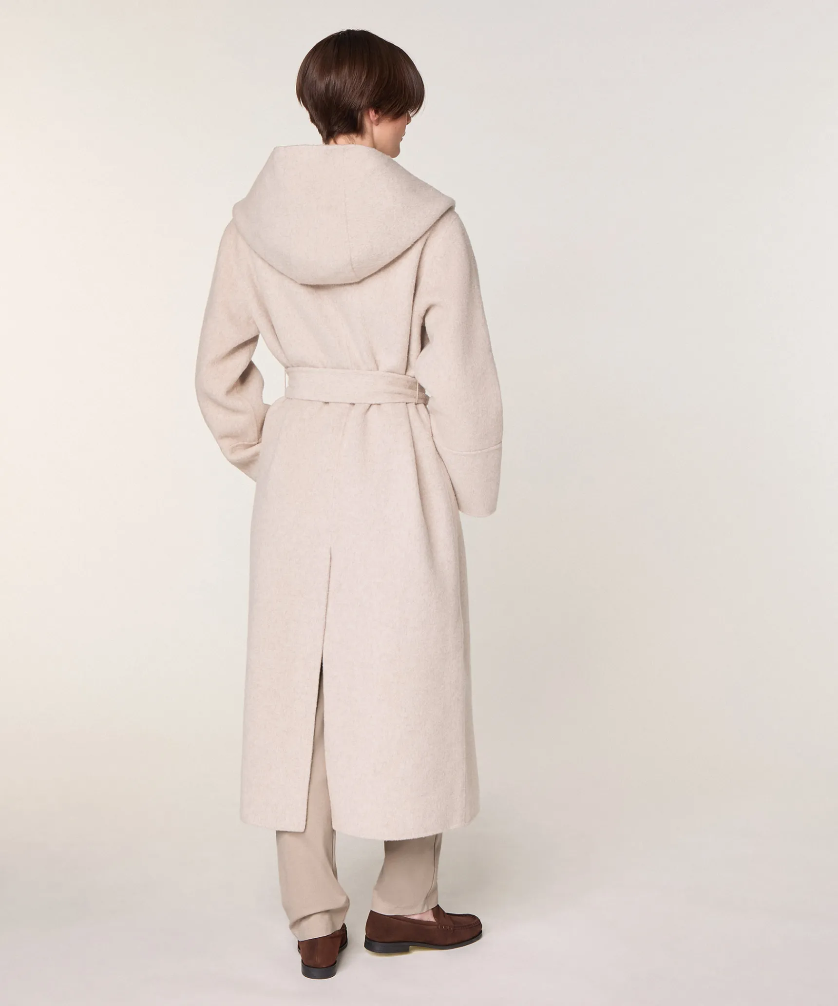 Outlet Rodier Manteau à capuche en laine beige chiné
