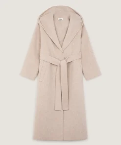 Outlet Rodier Manteau à capuche en laine beige chiné
