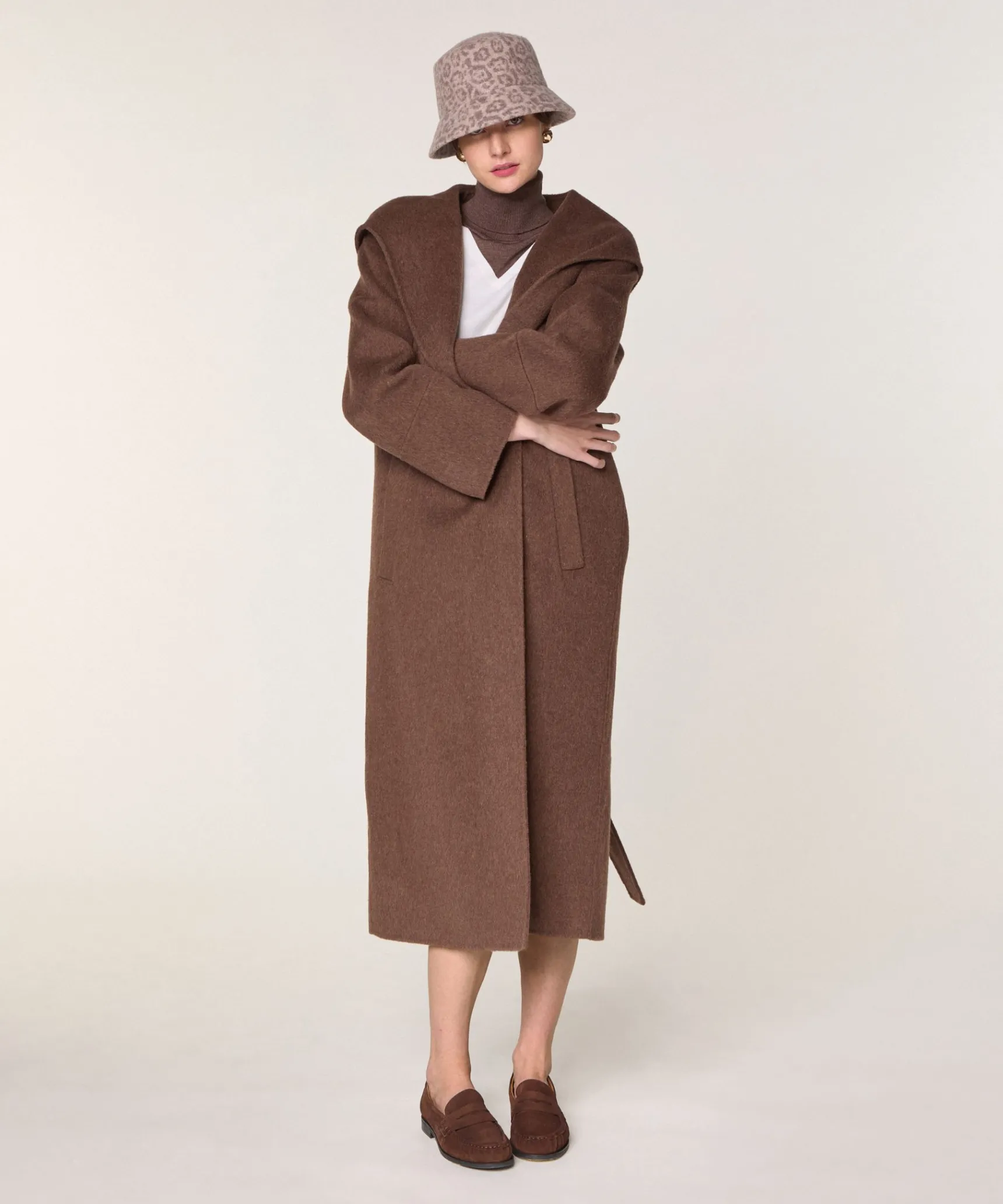 Sale Rodier Manteau à capuche en laine marron