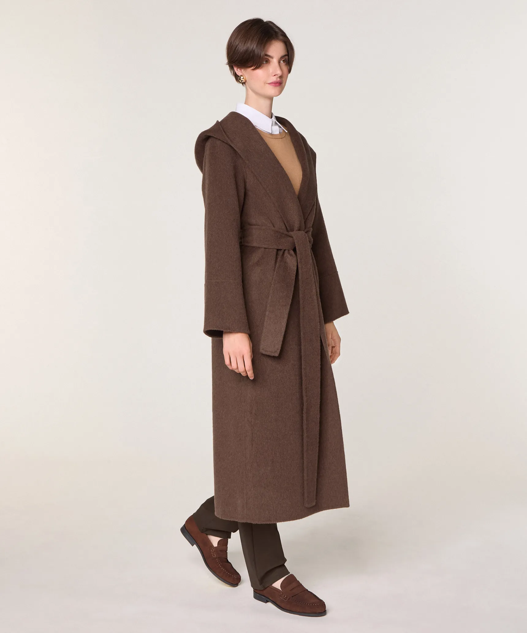 Sale Rodier Manteau à capuche en laine marron