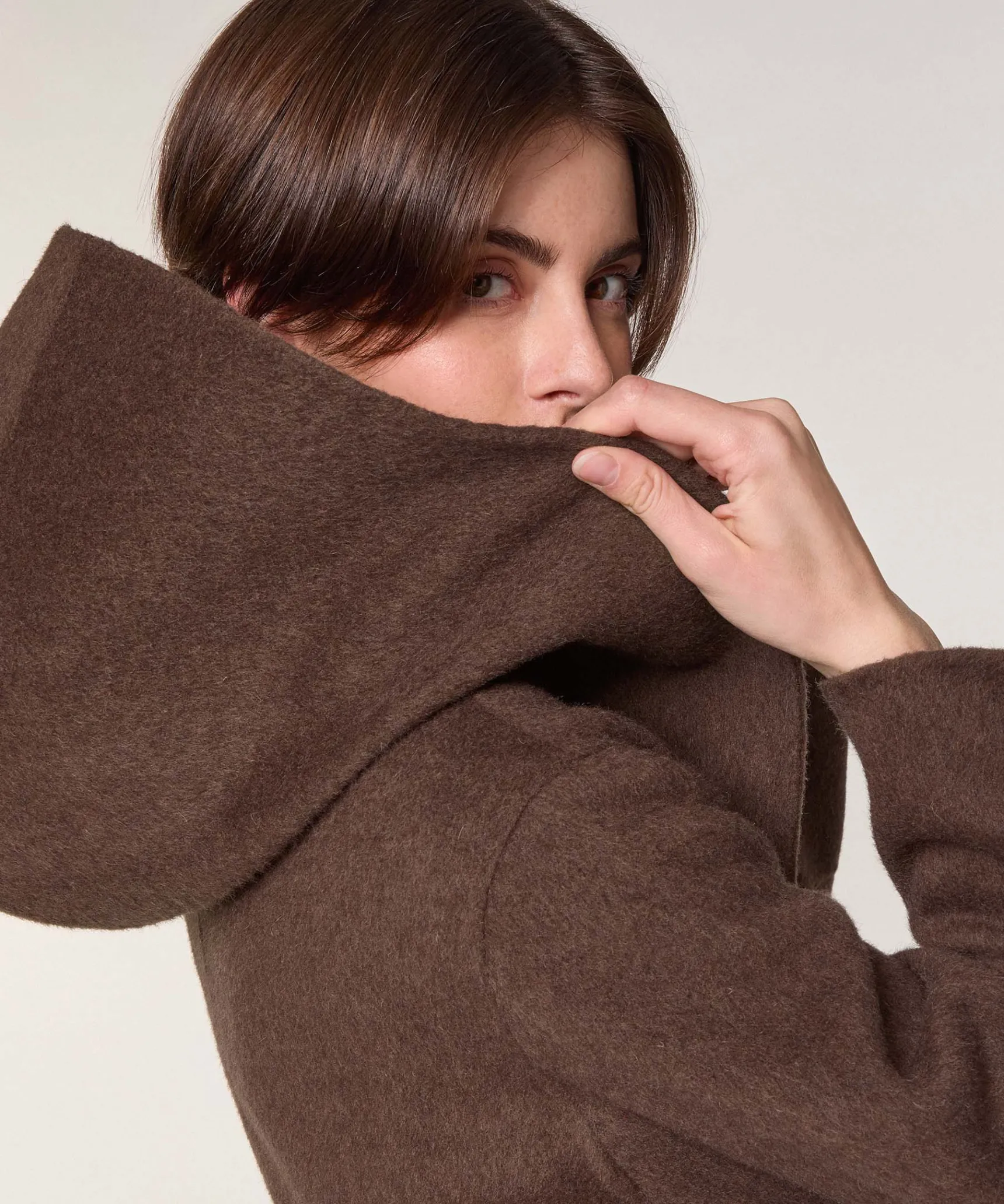 Sale Rodier Manteau à capuche en laine marron
