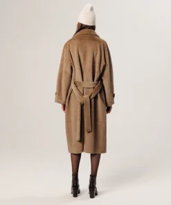 New Rodier Manteau long fausse fourrure marron camel