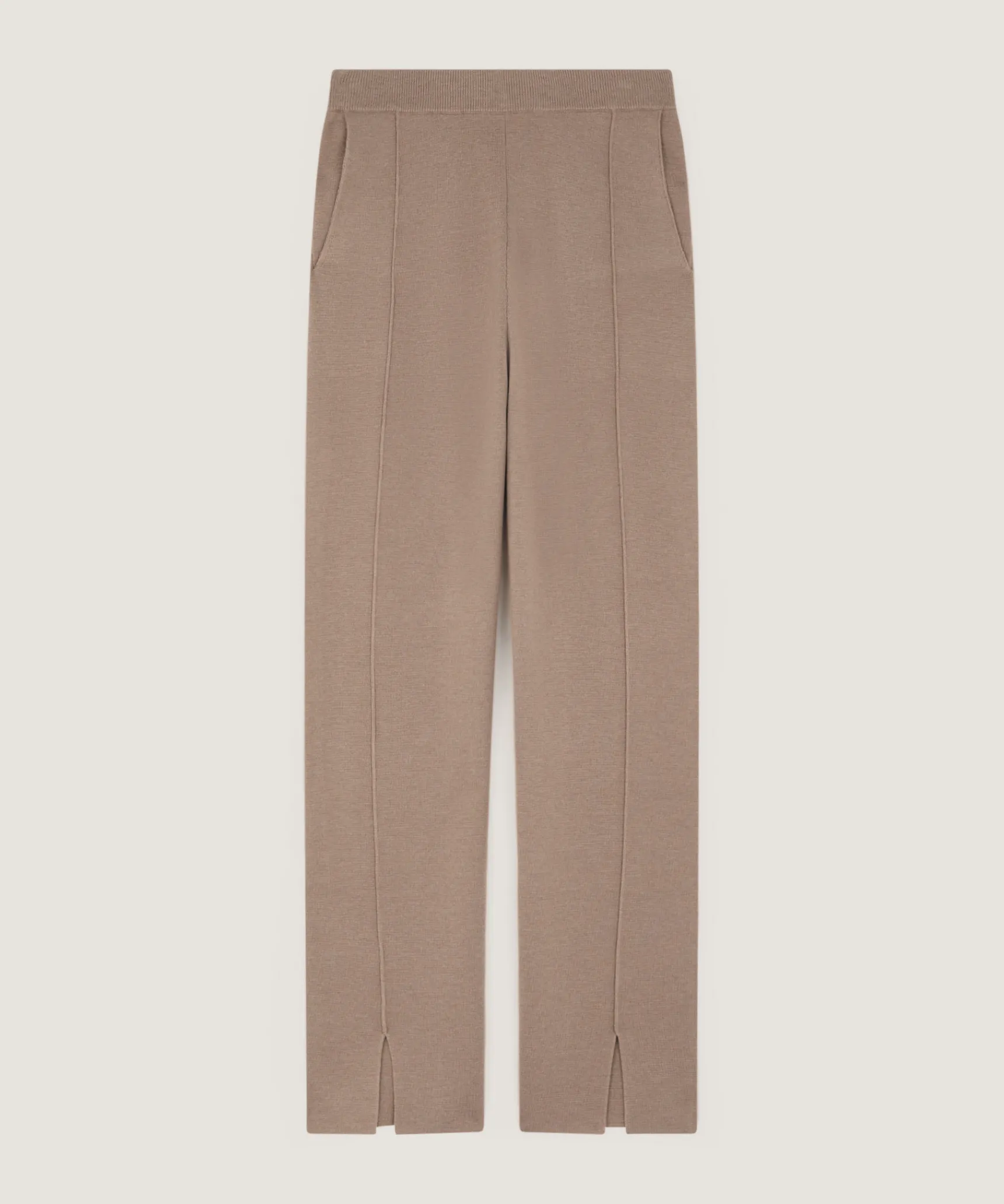 Rodier Pantalon cigarette en maille milano marron moka