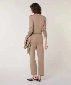 Rodier Pantalon cigarette en maille milano marron moka