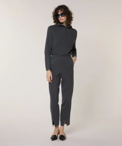 Rodier Pantalon cigarette en maille milano gris foncé