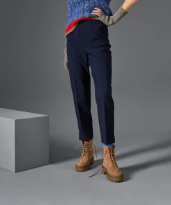 New Rodier Pantalon cigarette taille haute bleu marine