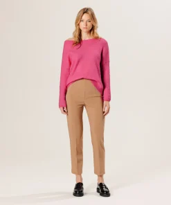 Rodier Pantalon cigarette taille haute marron camel