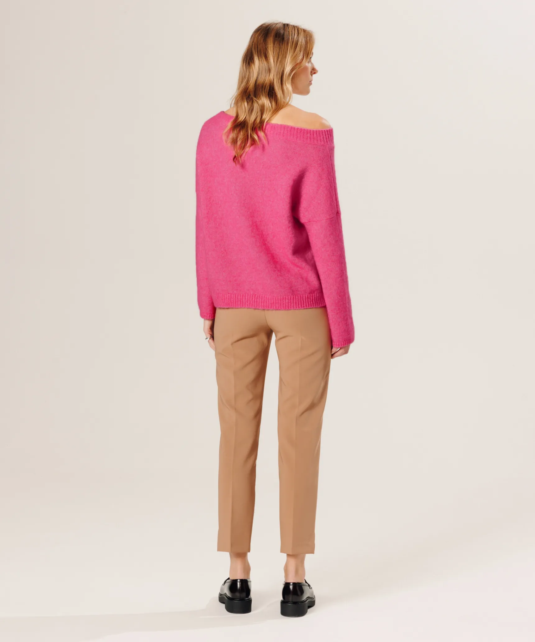 Rodier Pantalon cigarette taille haute marron camel
